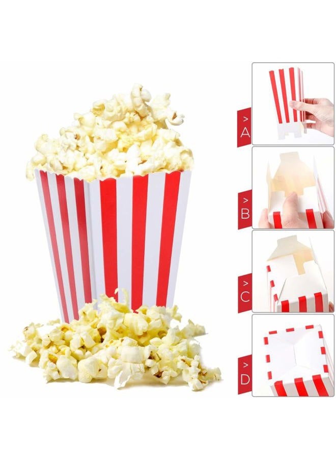 XIEHE 24 Pack Red Striped Popcorn Boxes - Carnival Parties Mini Paper Popcorn and Candy Containers, Party Supplies for Movie Nights - Image 2
